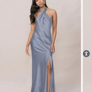 Revelry Athena Satin Bridesmaid Dress French Blue